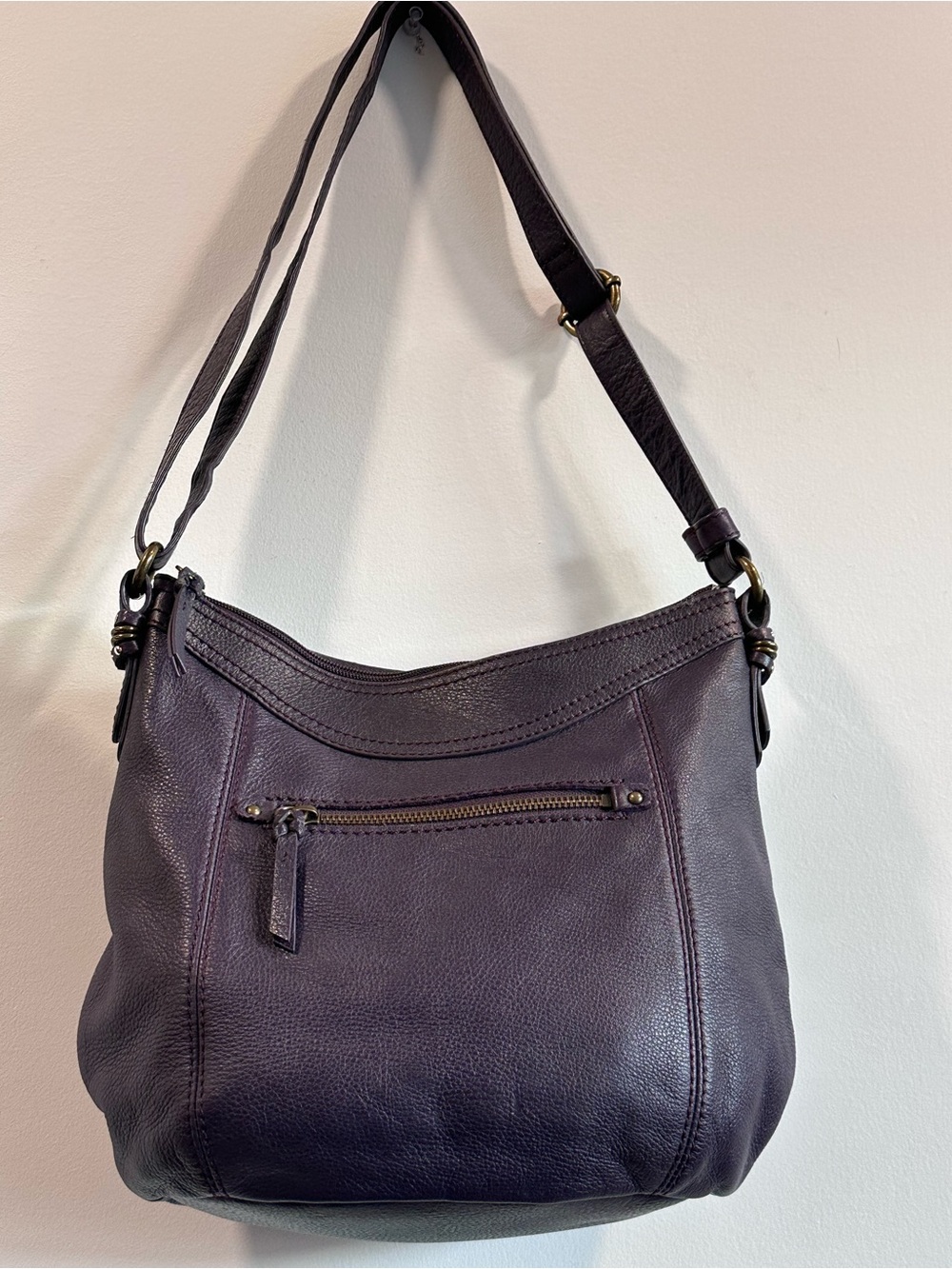 The Sak Pebbled Leather Shoulder Bag in Plum